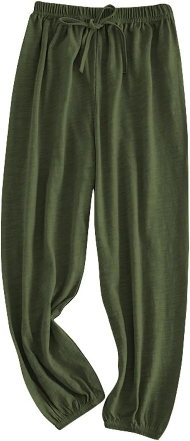 Girls Solid Color Lightweight Baggy Joggers Elastic Waist Sweatpants Kids Cotton Pants Loose Casual Joggers Pants