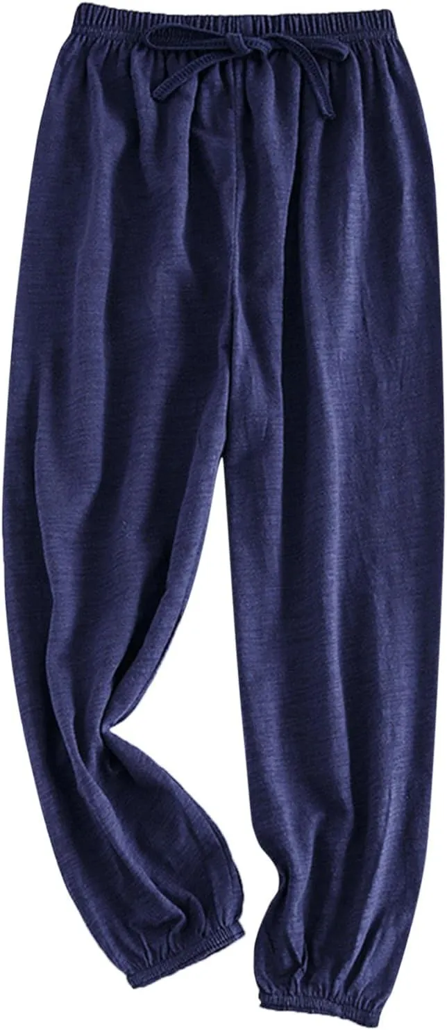 Girls Solid Color Lightweight Baggy Joggers Elastic Waist Sweatpants Kids Cotton Pants Loose Casual Joggers Pants