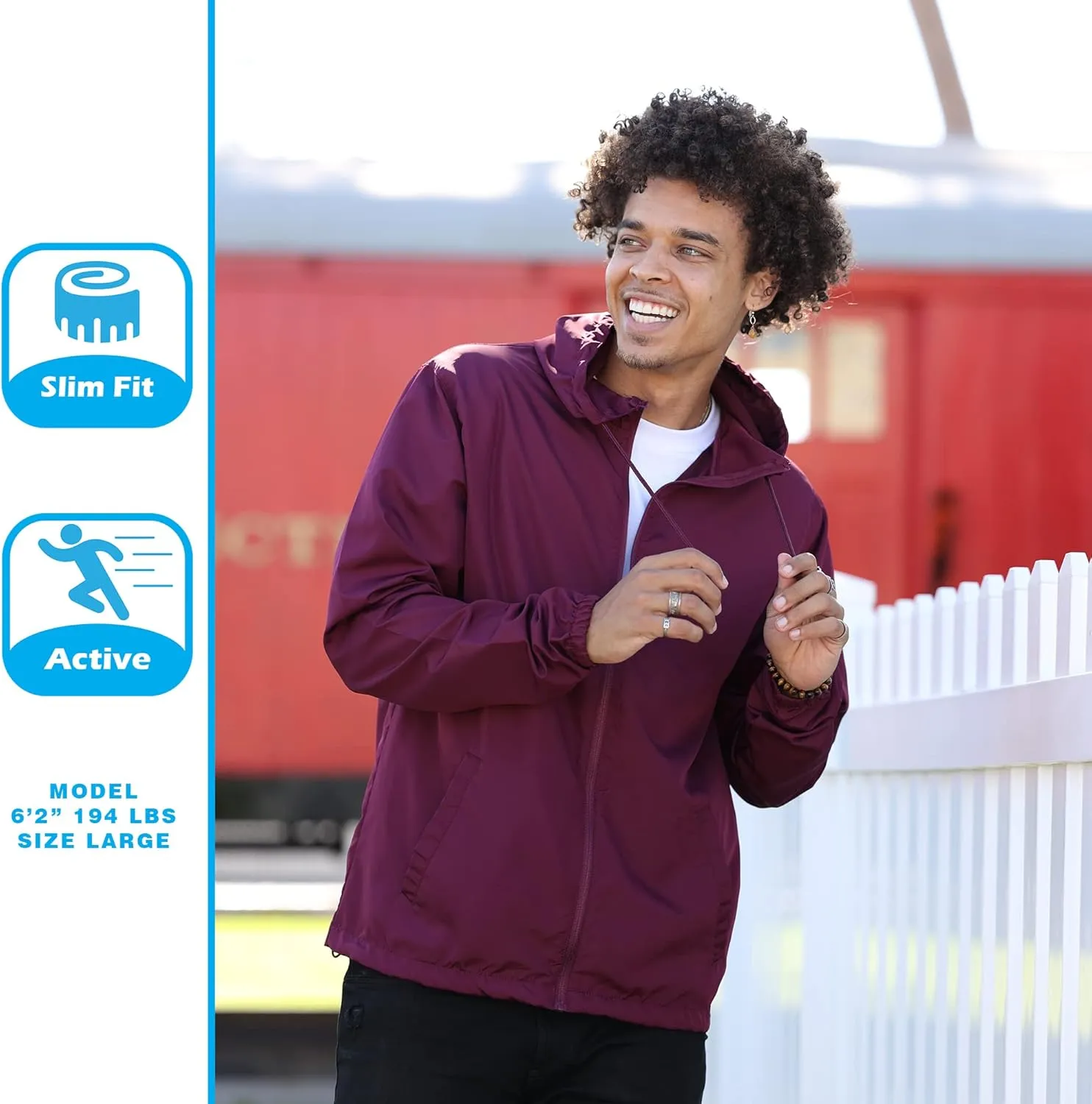 Global Blank Men's Windbreaker Jacket Lightweight Water-Resistant Windbreakers for Men