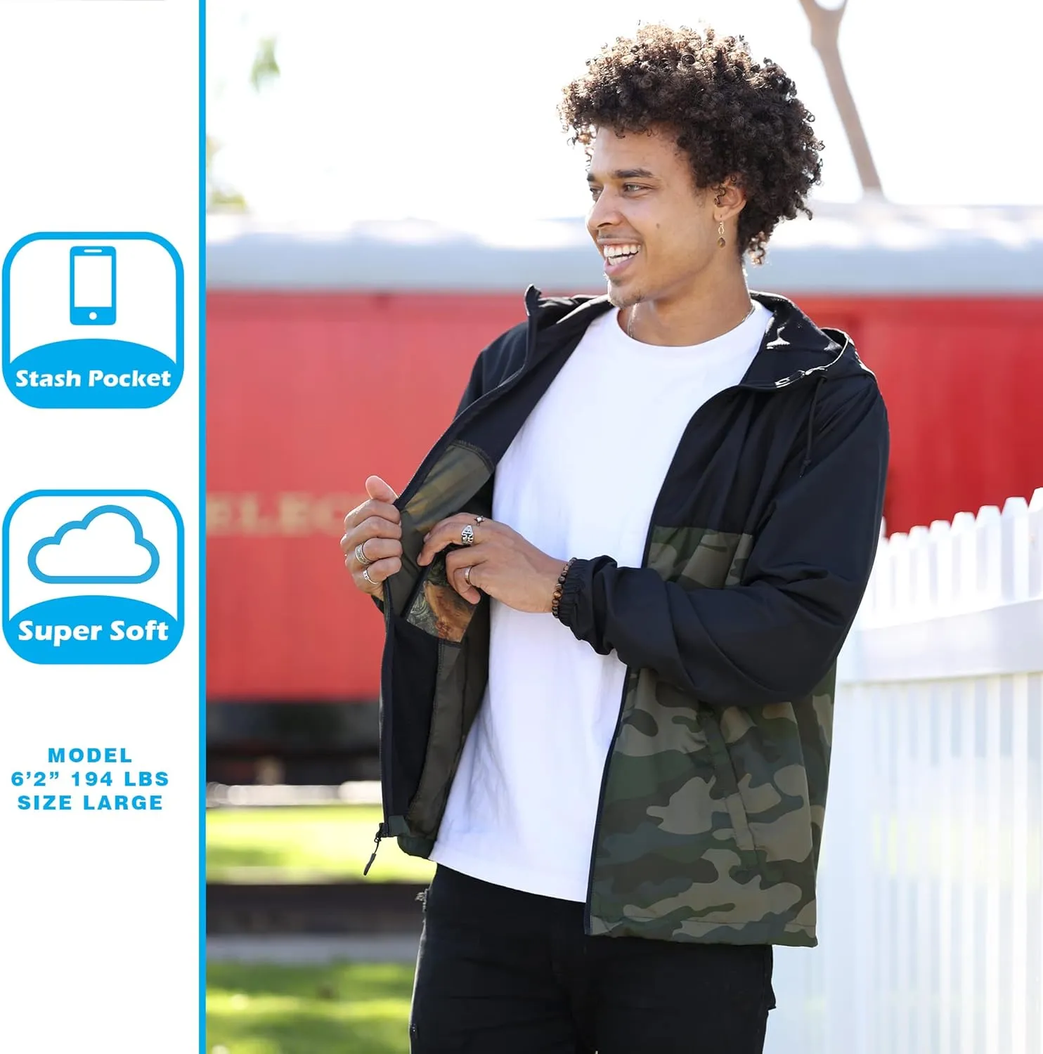 Global Blank Men's Windbreaker Jacket Lightweight Water-Resistant Windbreakers for Men