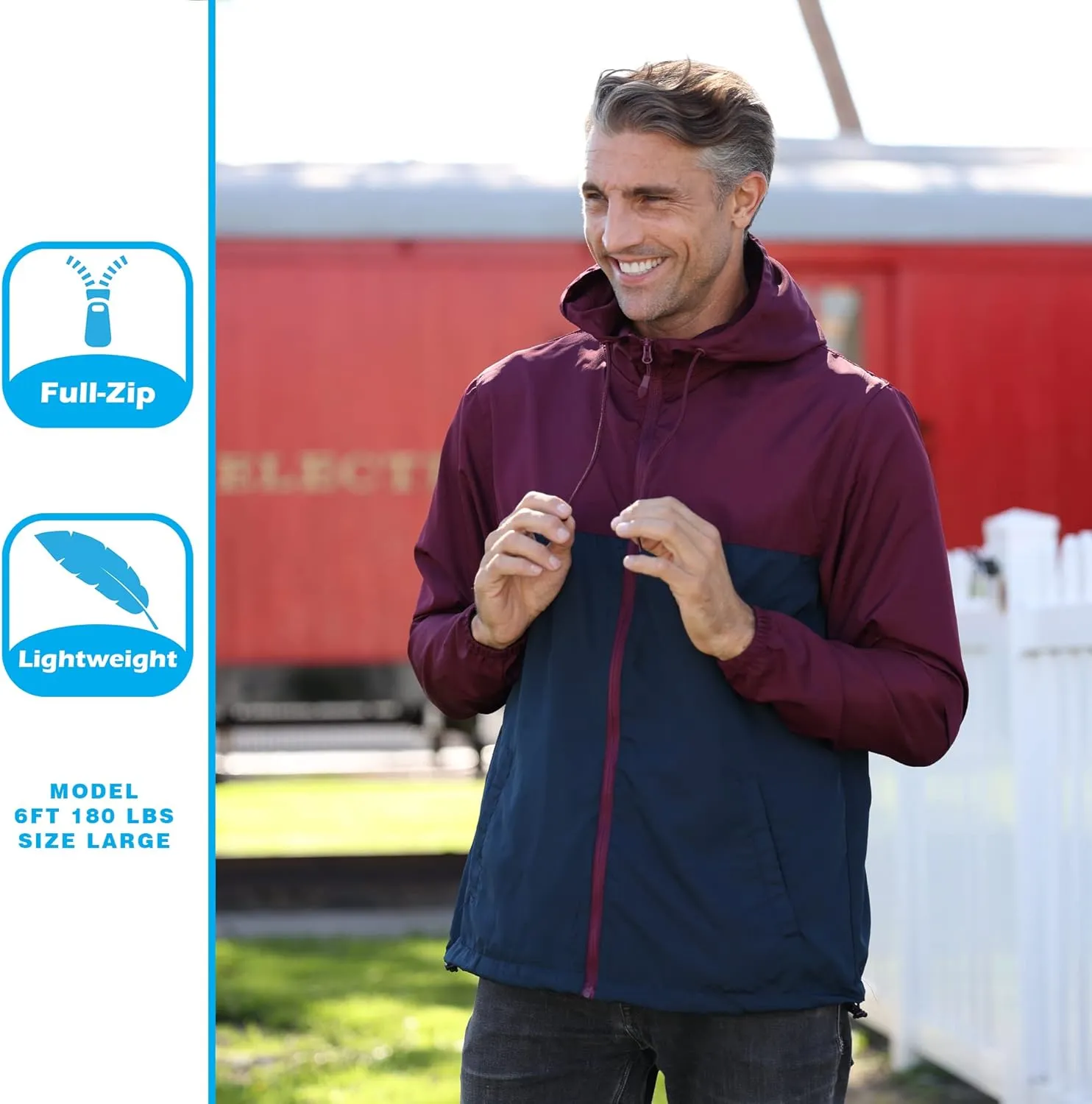Global Blank Men's Windbreaker Jacket Lightweight Water-Resistant Windbreakers for Men