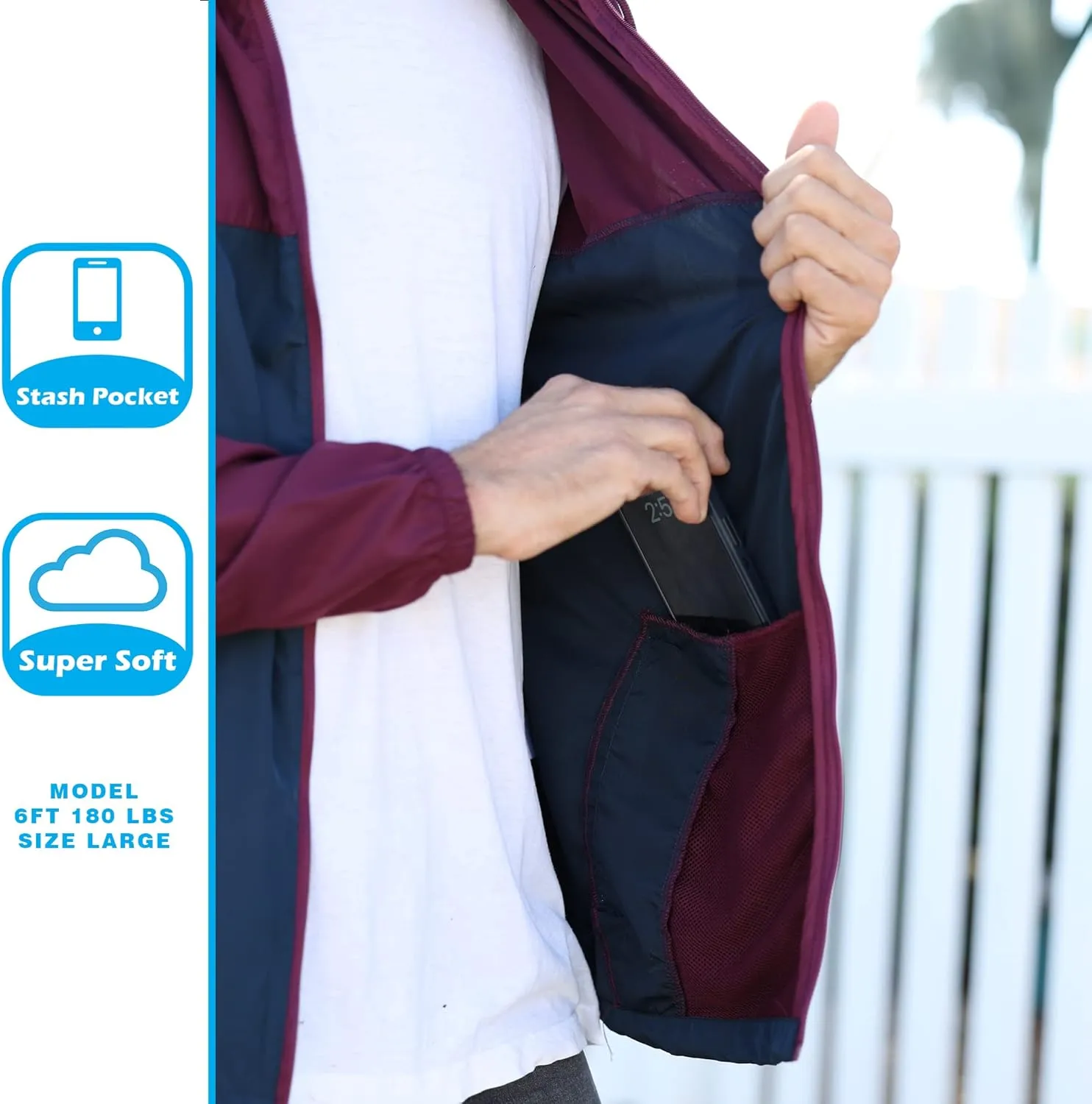 Global Blank Men's Windbreaker Jacket Lightweight Water-Resistant Windbreakers for Men