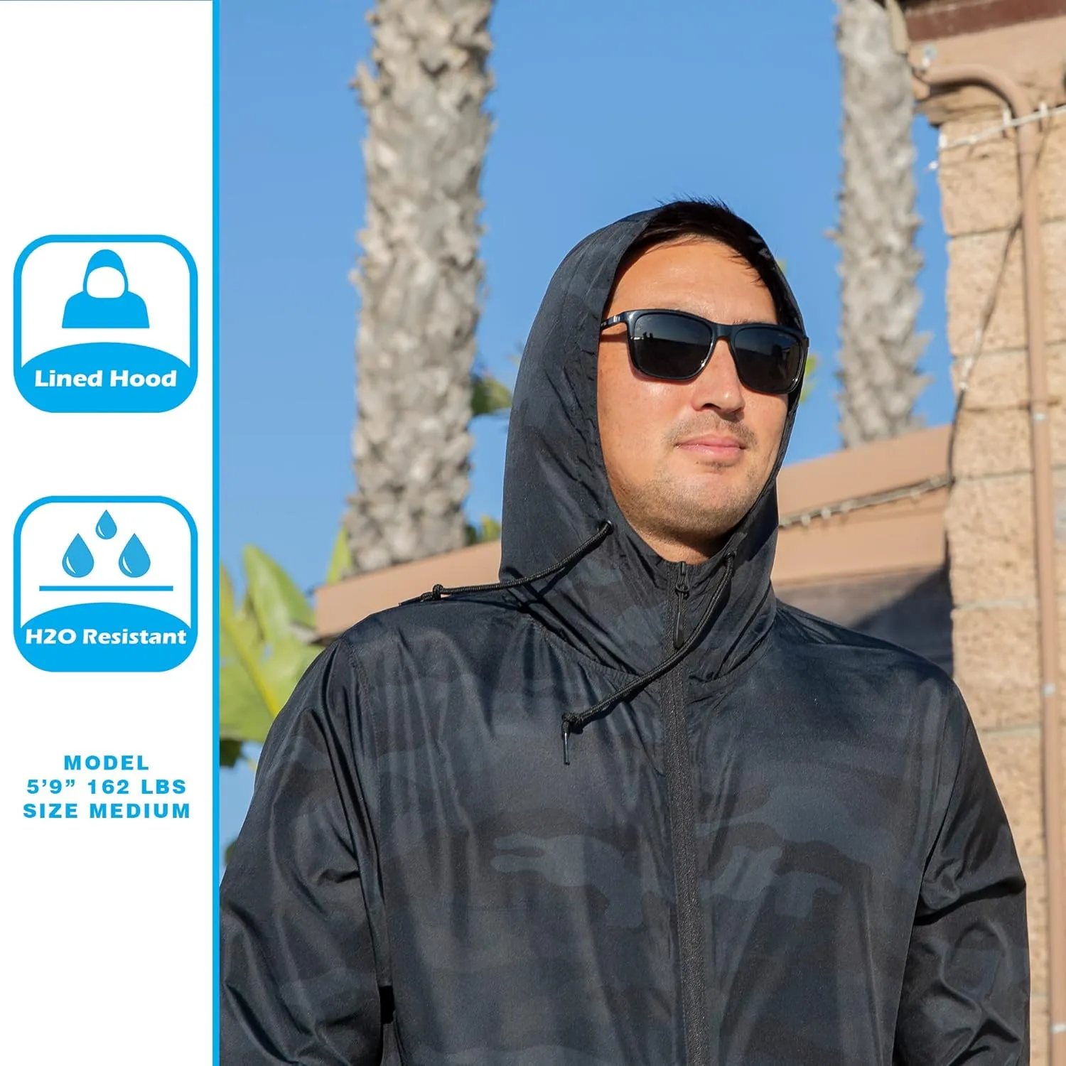 Global Blank Men's Windbreaker Jacket Lightweight Water-Resistant Windbreakers for Men
