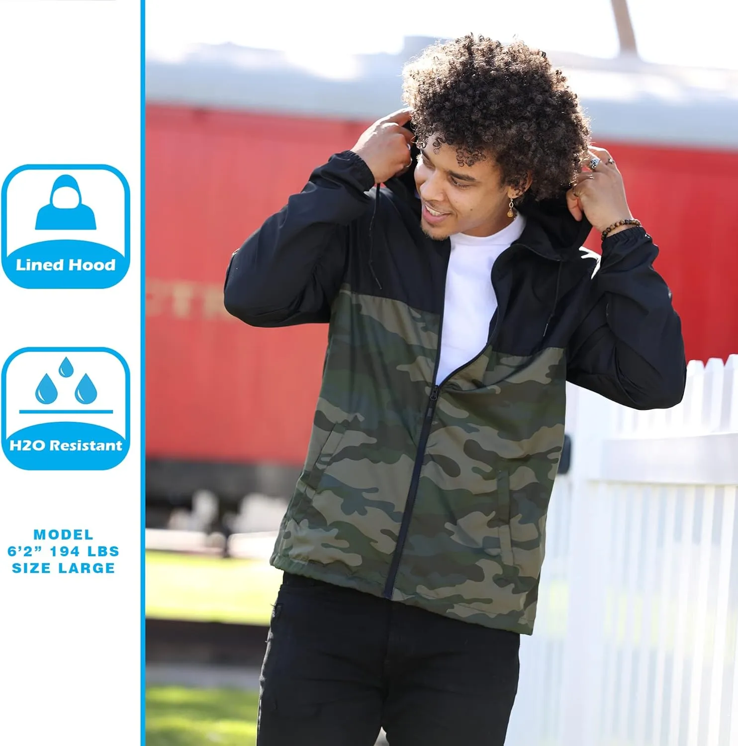 Global Blank Men's Windbreaker Jacket Lightweight Water-Resistant Windbreakers for Men