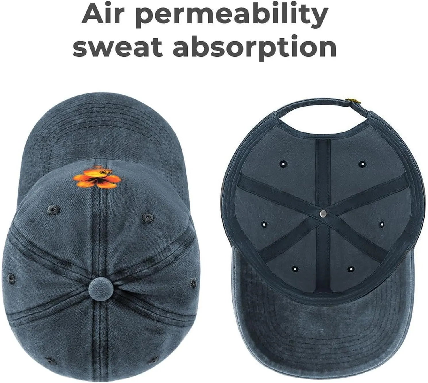 Hawaiian Hibiscus Sunset Flowers Baseball Cap Adjustable Classic Cotton Hat Washed Vintage Golf Plain Caps for Men Women