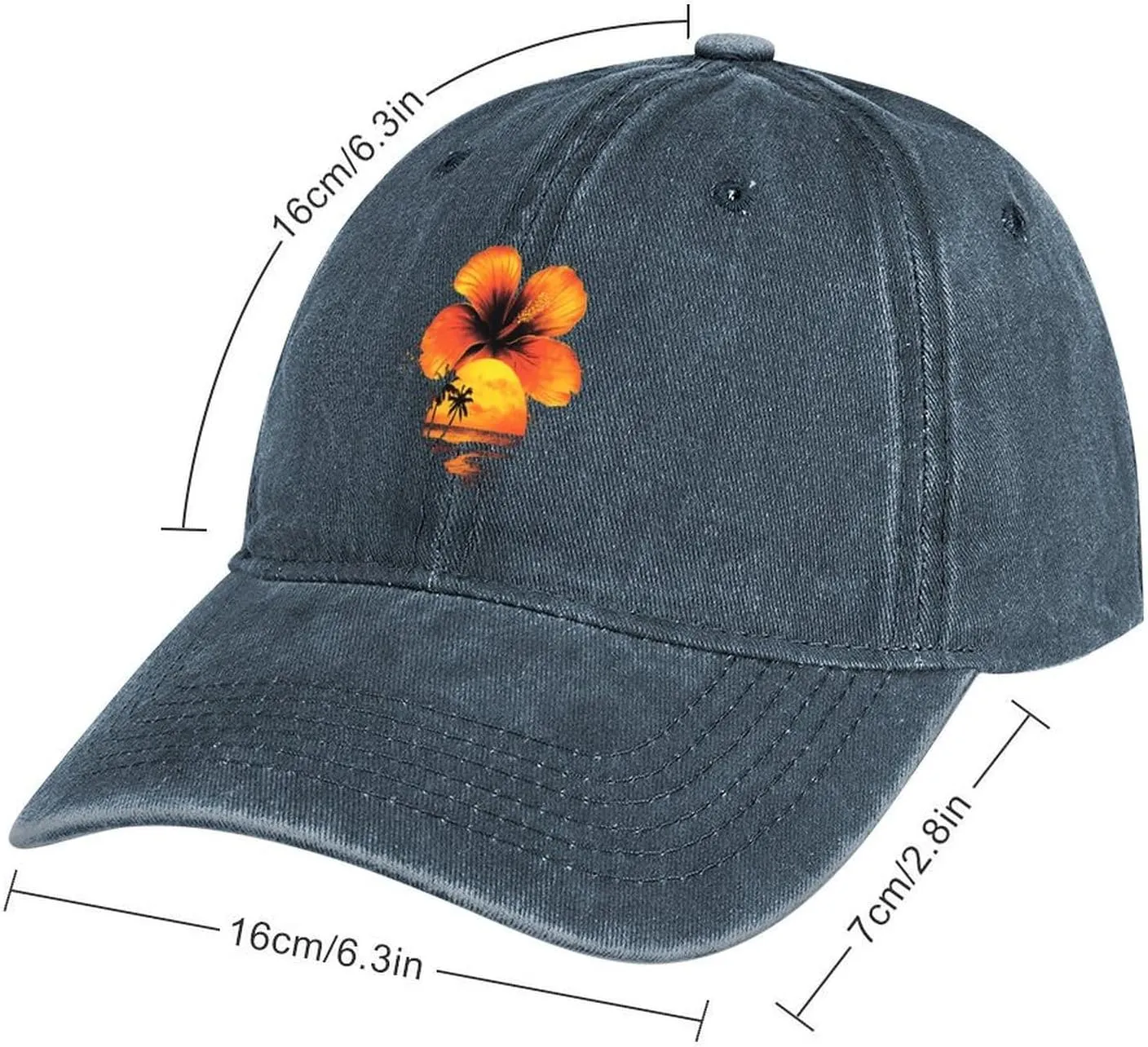 Hawaiian Hibiscus Sunset Flowers Baseball Cap Adjustable Classic Cotton Hat Washed Vintage Golf Plain Caps for Men Women