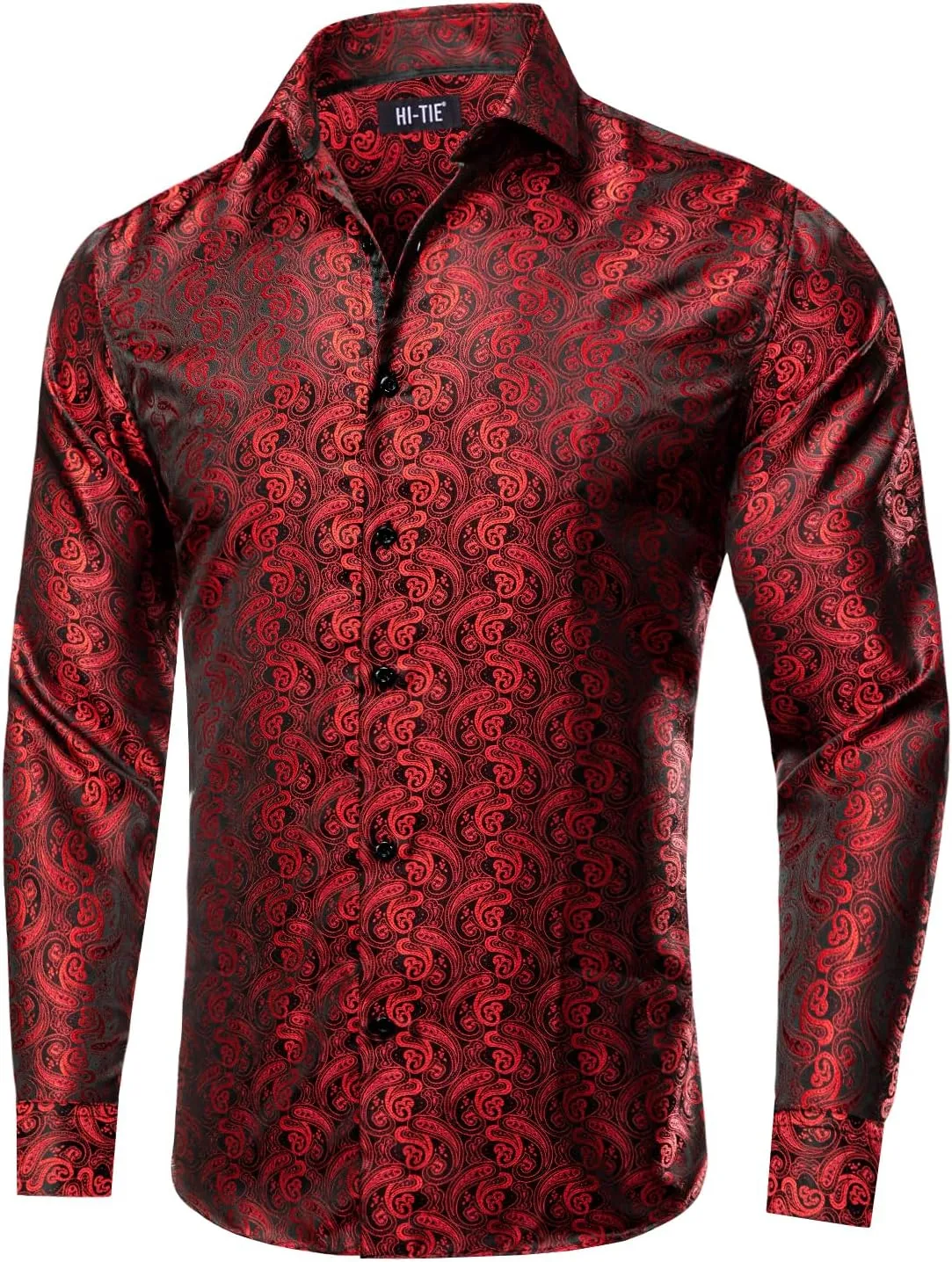 Hi-Tie Men Dress Shirts Long Sleeve Casual Button Down Regular Fit Shirts Formal Wedding Button Up Business Party Shirt