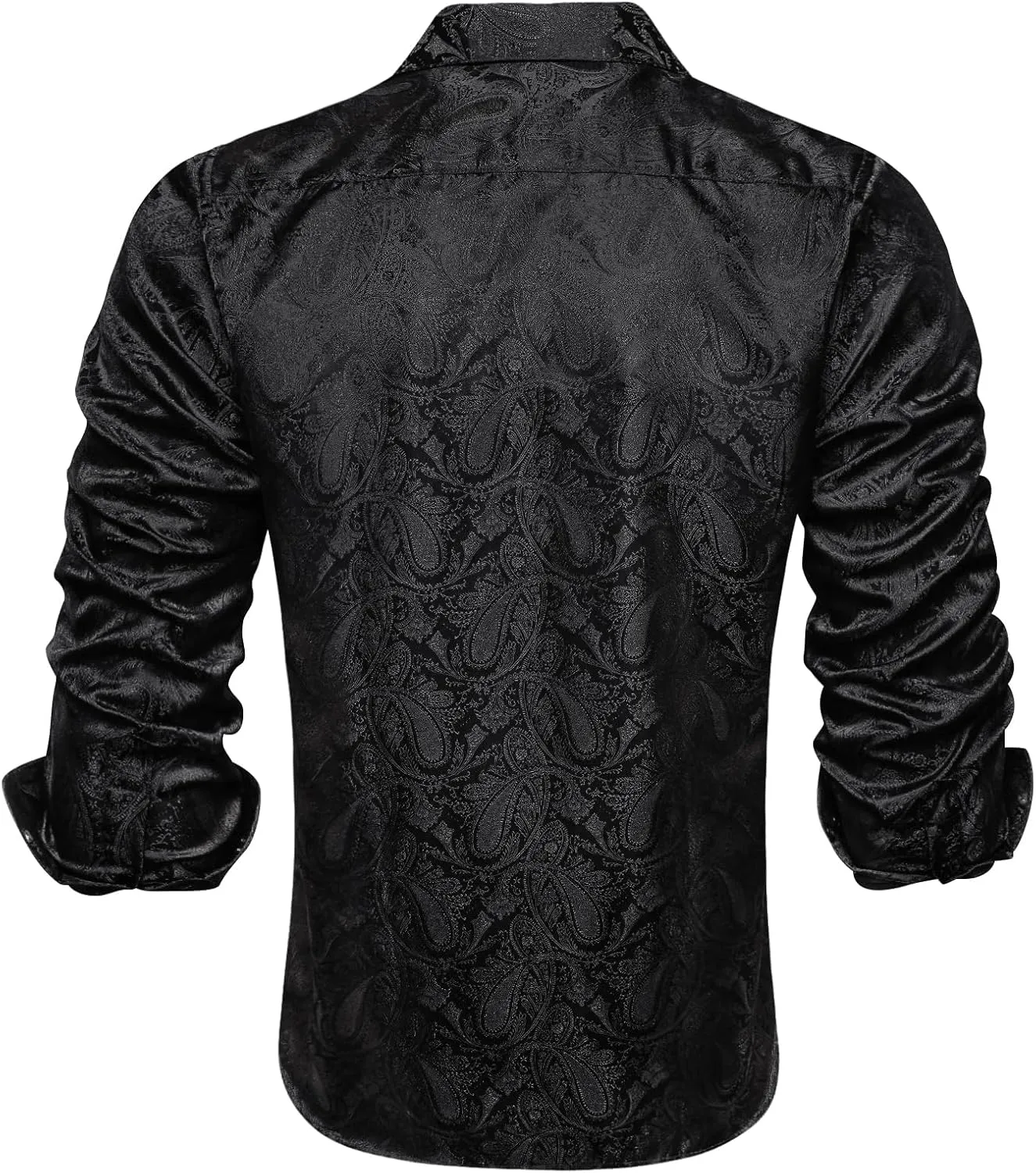 Hi-Tie Silk Mens Paisley Dress Shirts Casual Long Sleeve Button Down Regular Fit Shirts Formal Wedding Party Business