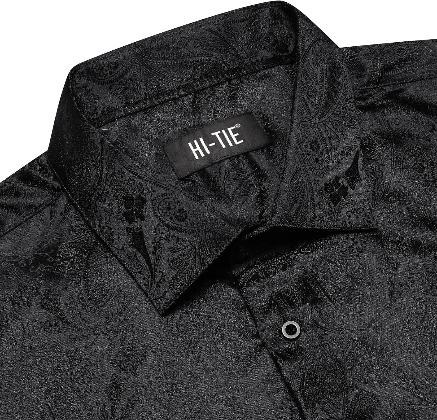 Hi-Tie Silk Mens Paisley Dress Shirts Casual Long Sleeve Button Down Regular Fit Shirts Formal Wedding Party Business