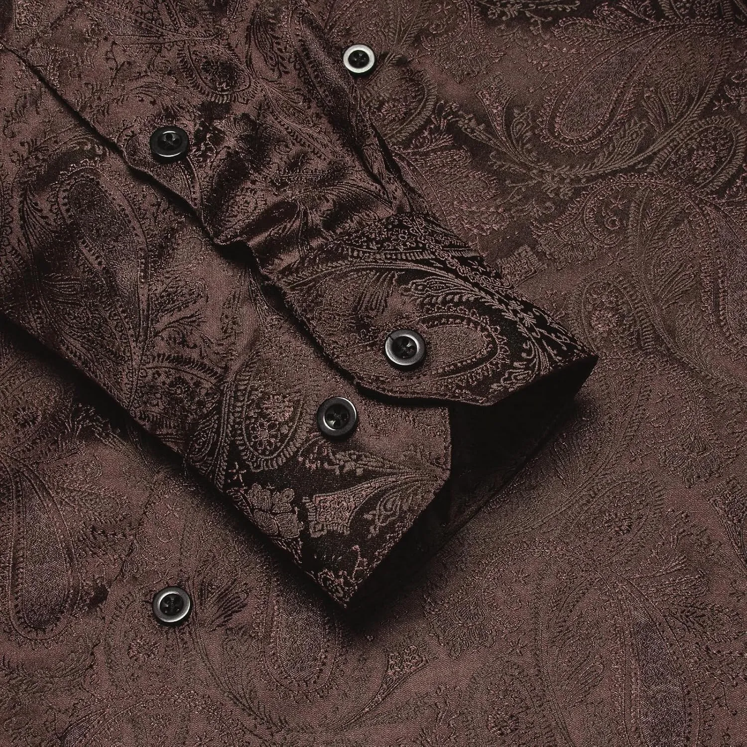 Hi-Tie Silk Mens Paisley Dress Shirts Casual Long Sleeve Button Down Regular Fit Shirts Formal Wedding Party Business