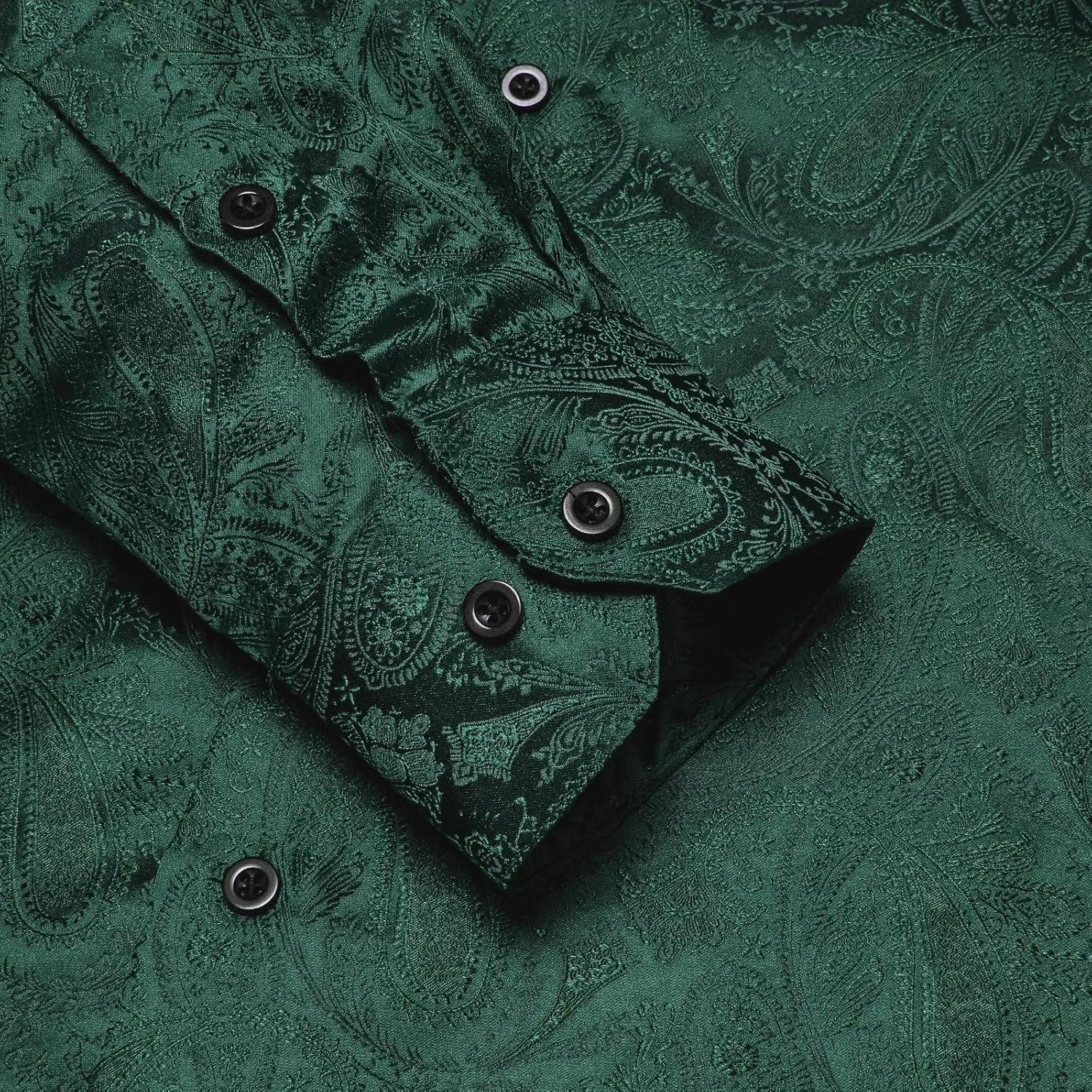 Hi-Tie Silk Mens Paisley Dress Shirts Casual Long Sleeve Button Down Regular Fit Shirts Formal Wedding Party Business
