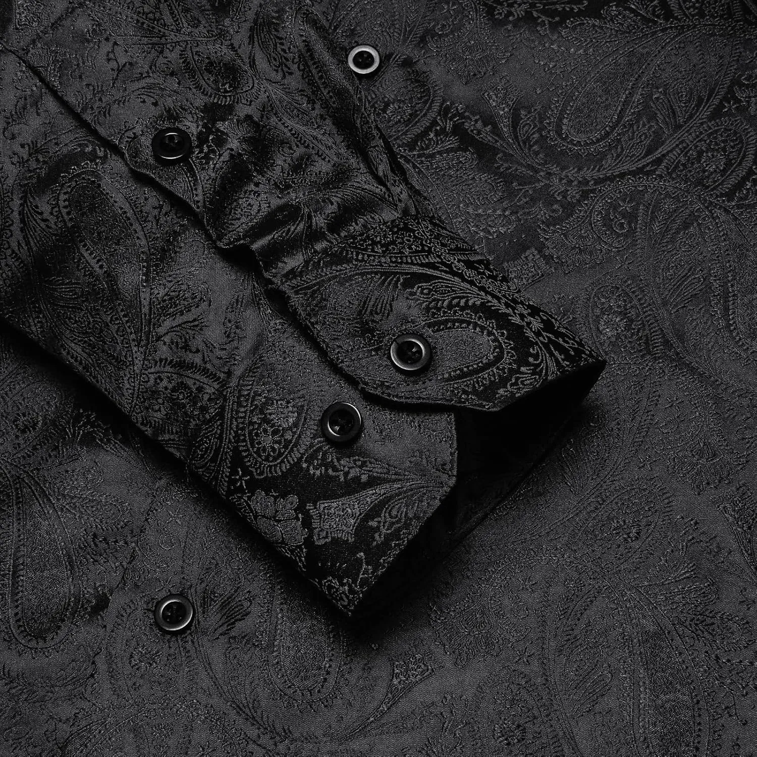 Hi-Tie Silk Mens Paisley Dress Shirts Casual Long Sleeve Button Down Regular Fit Shirts Formal Wedding Party Business