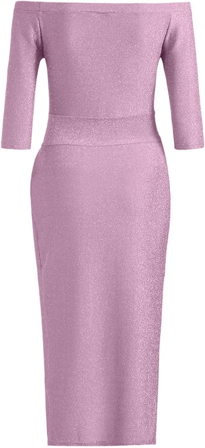 HXHYQKP Evening Gowns for Women Formal Elegant Off Shoulder Cocktail Dress Bodycon Wrap Dress Brilliant Party Dress
