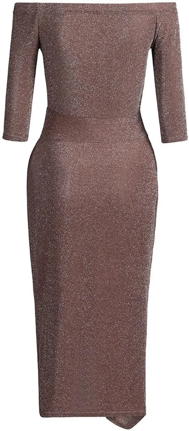HXHYQKP Evening Gowns for Women Formal Elegant Off Shoulder Cocktail Dress Bodycon Wrap Dress Brilliant Party Dress