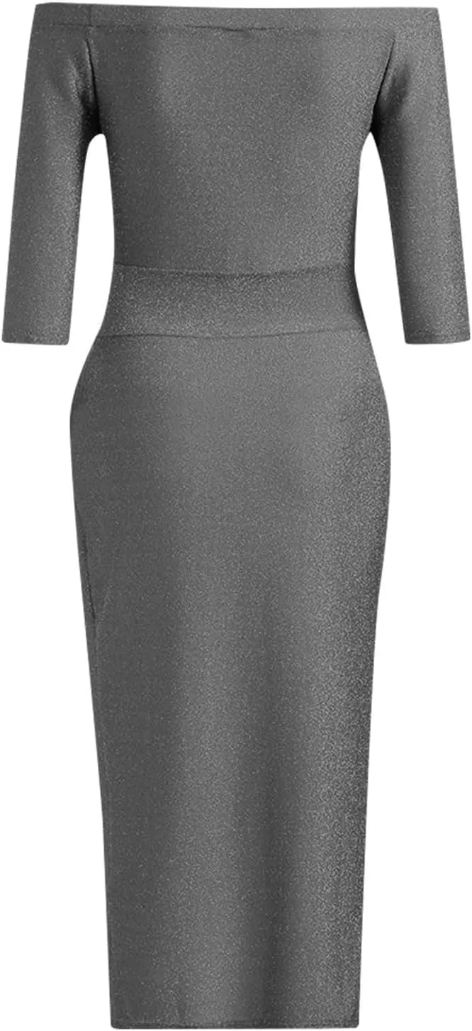 HXHYQKP Evening Gowns for Women Formal Elegant Off Shoulder Cocktail Dress Bodycon Wrap Dress Brilliant Party Dress