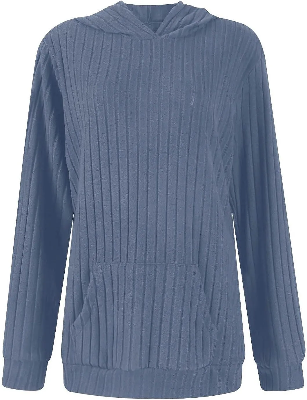 HXHYQKP Hooded Sweater Women Long Sleeve Shirts Casual Pullover Sweatshirts Knitted Sweaters Loose Tunic Tops with Pockets
