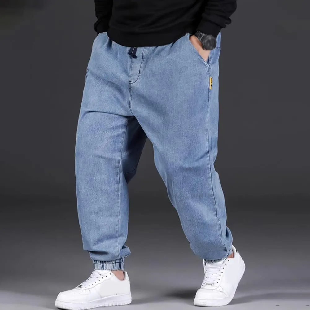 Jean Joggers for Men Loose Fit Elastic Waist Denim Pants