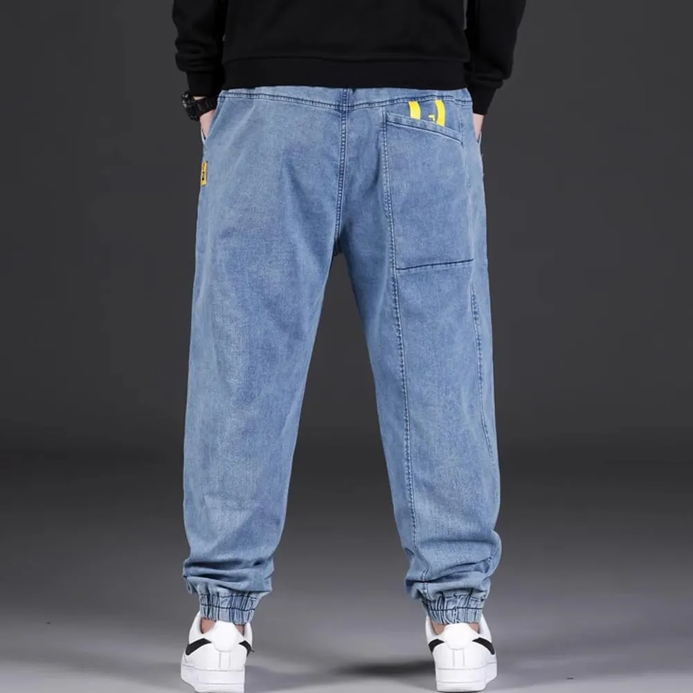 Jean Joggers for Men Loose Fit Elastic Waist Denim Pants