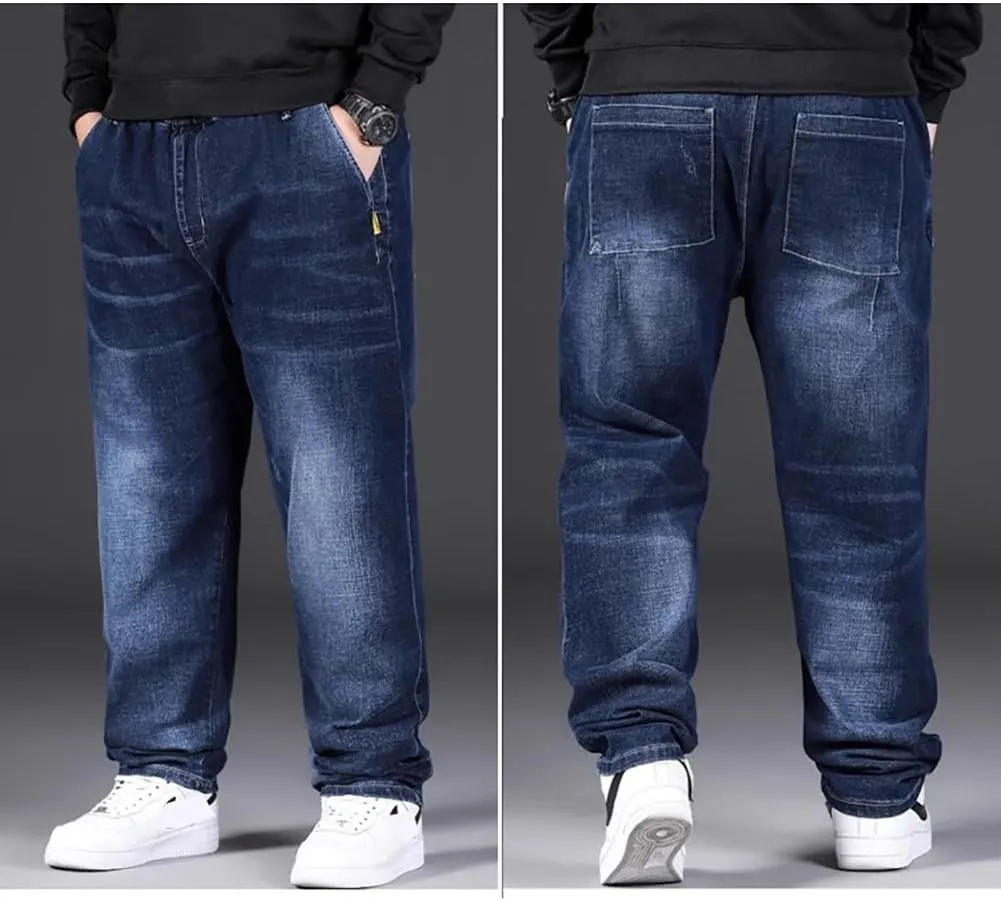 Jean Joggers for Men Loose Fit Elastic Waist Denim Pants