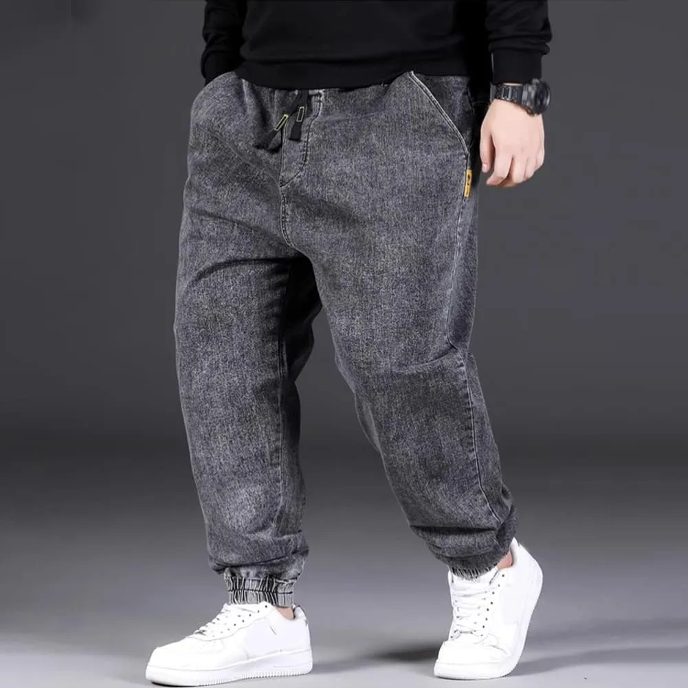 Jean Joggers for Men Loose Fit Elastic Waist Denim Pants
