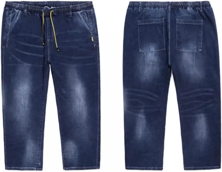 Jean Joggers for Men Loose Fit Elastic Waist Denim Pants