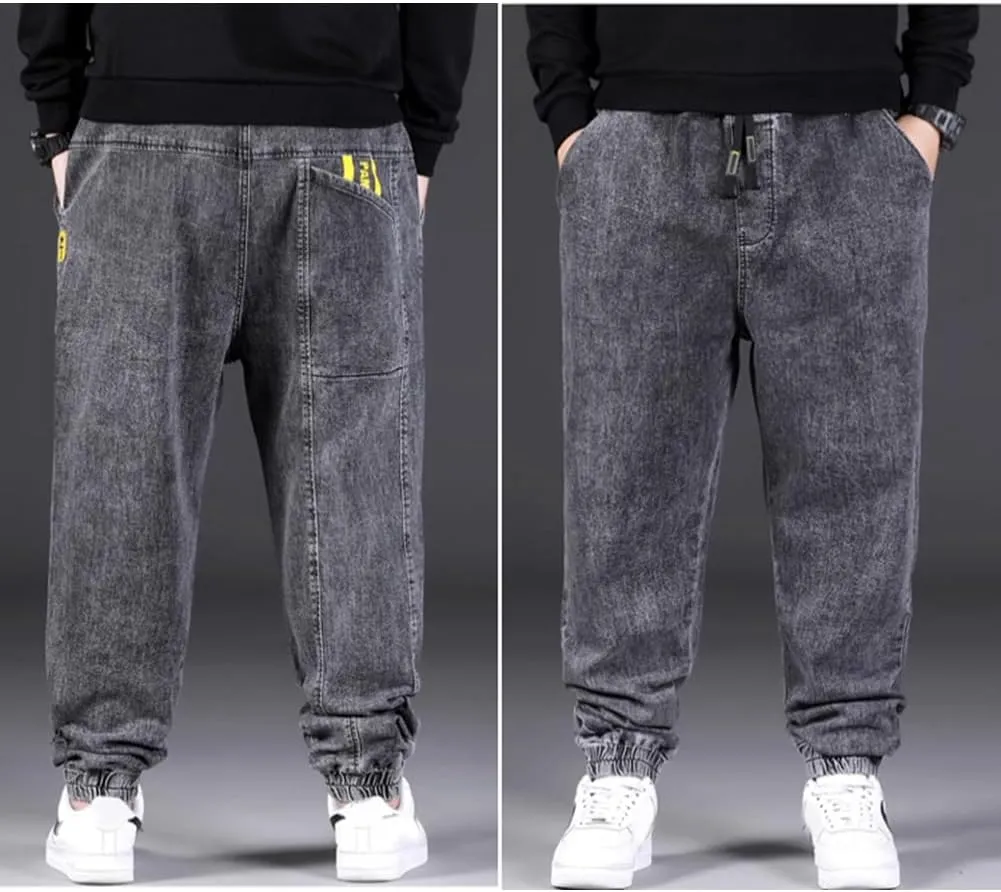 Jean Joggers for Men Loose Fit Elastic Waist Denim Pants