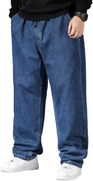 Jean Joggers for Men Loose Fit Elastic Waist Denim Pants
