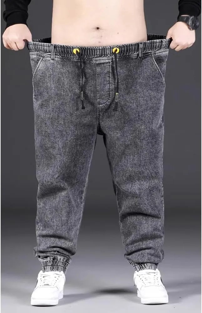 Jean Joggers for Men Loose Fit Elastic Waist Denim Pants