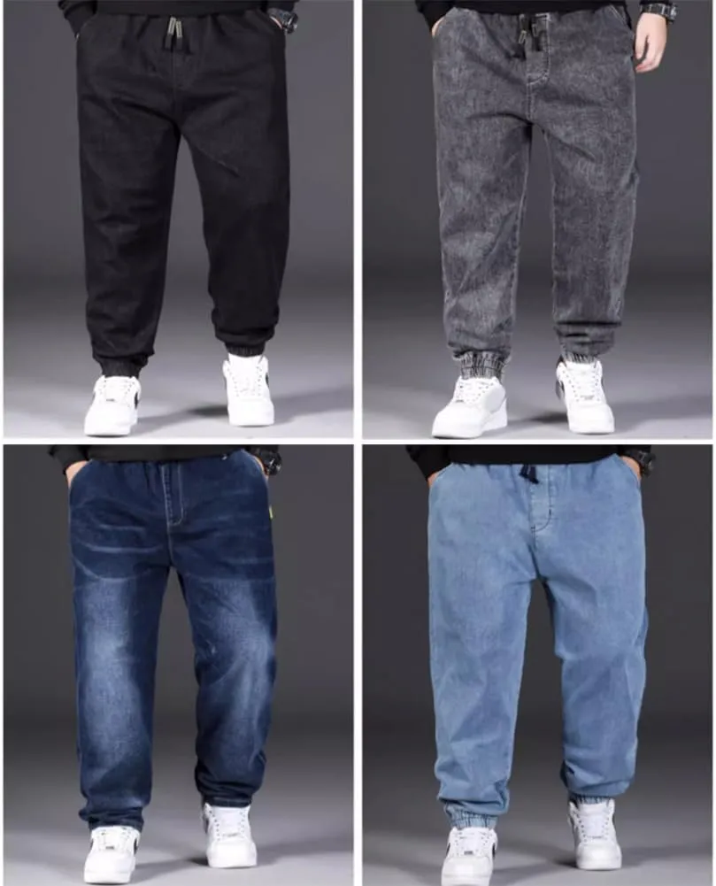 Jean Joggers for Men Loose Fit Elastic Waist Denim Pants