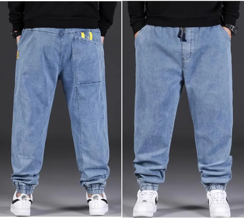 Jean Joggers for Men Loose Fit Elastic Waist Denim Pants