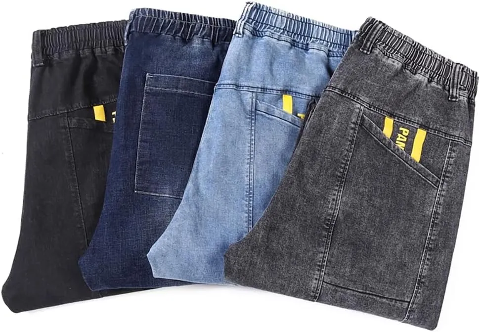 Jean Joggers for Men Loose Fit Elastic Waist Denim Pants