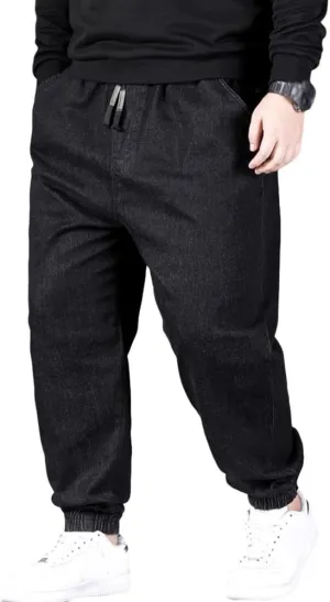 Jean Joggers for Men Loose Fit Elastic Waist Denim Pants