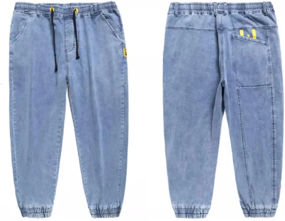 Jean Joggers for Men Loose Fit Elastic Waist Denim Pants