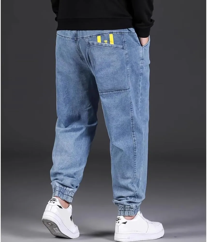 Jean Joggers for Men Loose Fit Elastic Waist Denim Pants