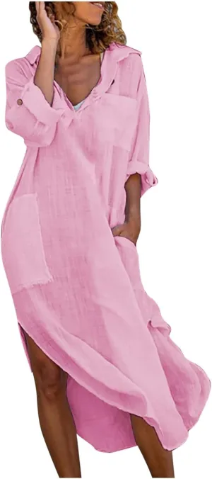 Juejuezi Summer Dresses for Women 2023 Cute Short Sleeve Fashion Beach Dress Linen Waist Tiered Classy Vacation Casual