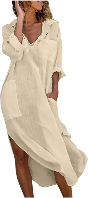Juejuezi Summer Dresses for Women 2023 Cute Short Sleeve Fashion Beach Dress Linen Waist Tiered Classy Vacation Casual