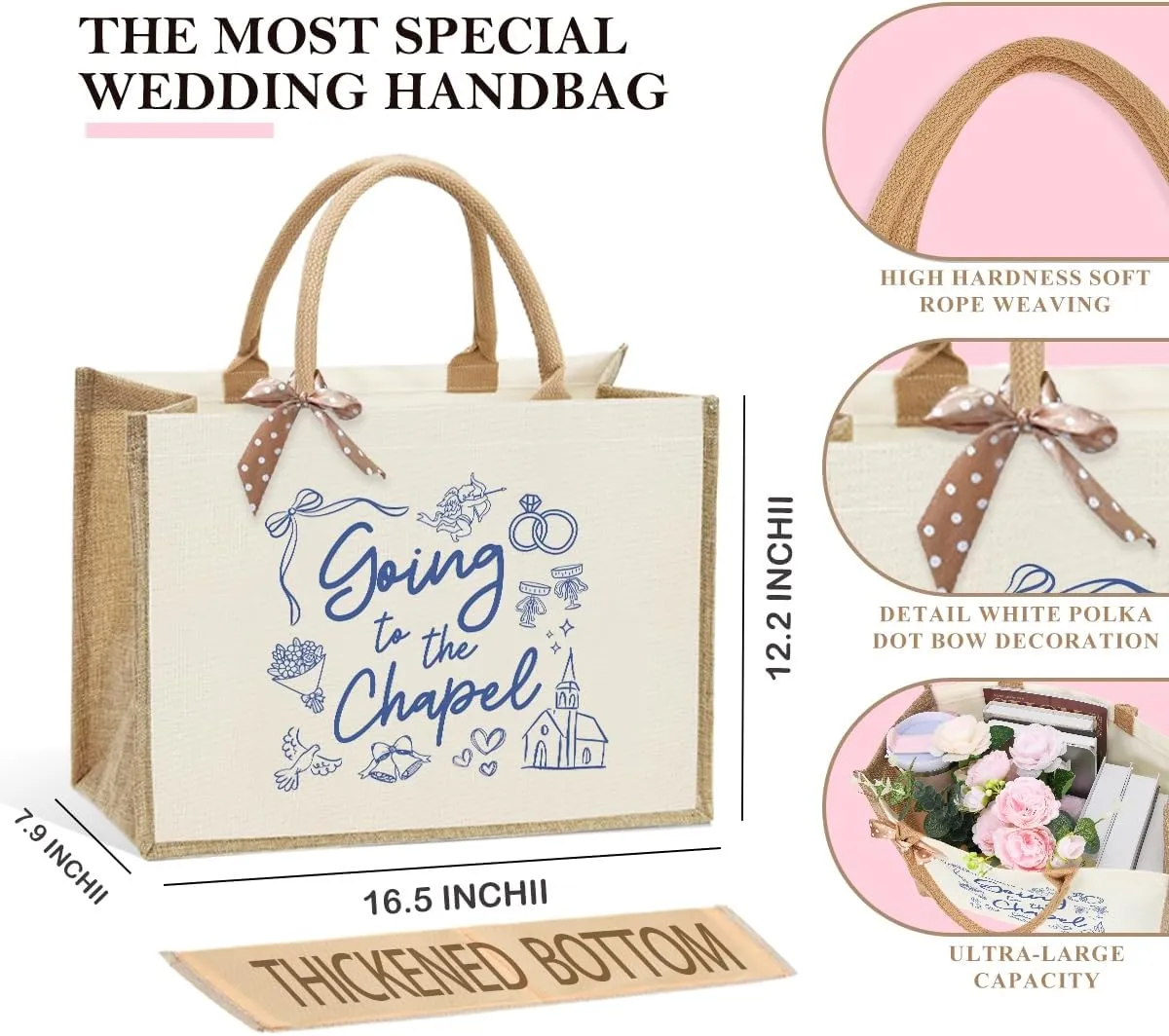 KongMoTree Bride Bag, Bride Gifts, Bridal Shower Gifts, Canvas Tote Bag, Wedding Honeymoon Gift Reusable Shoulder Bags