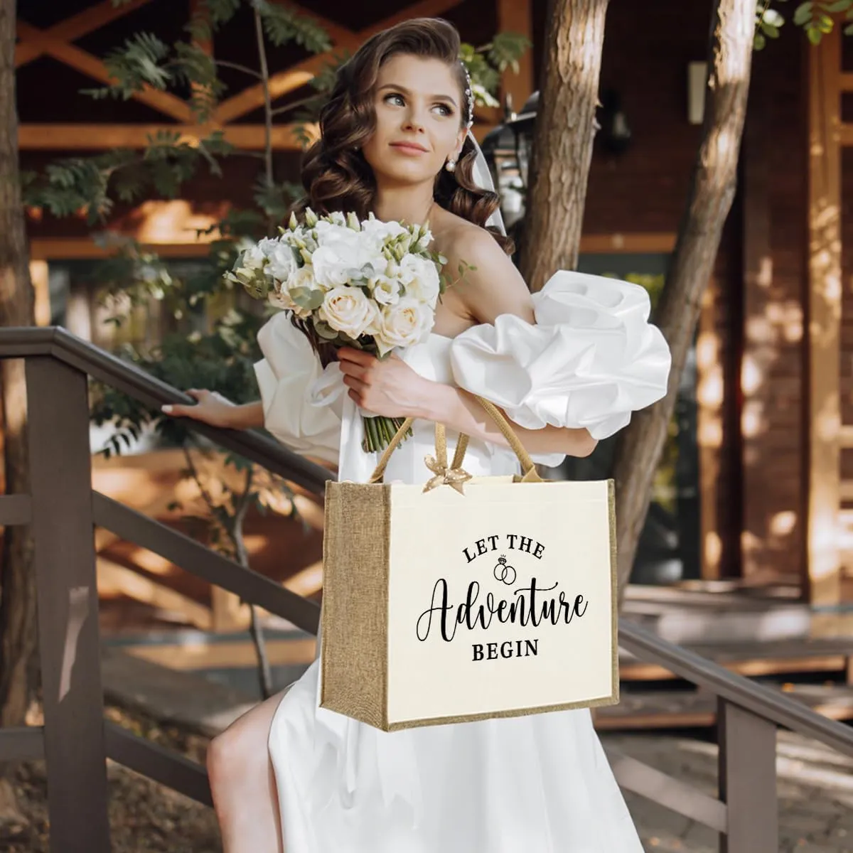 KongMoTree Bride Bag, Bride Gifts, Bridal Shower Gifts, Canvas Tote Bag, Wedding Honeymoon Gift Reusable Shoulder Bags