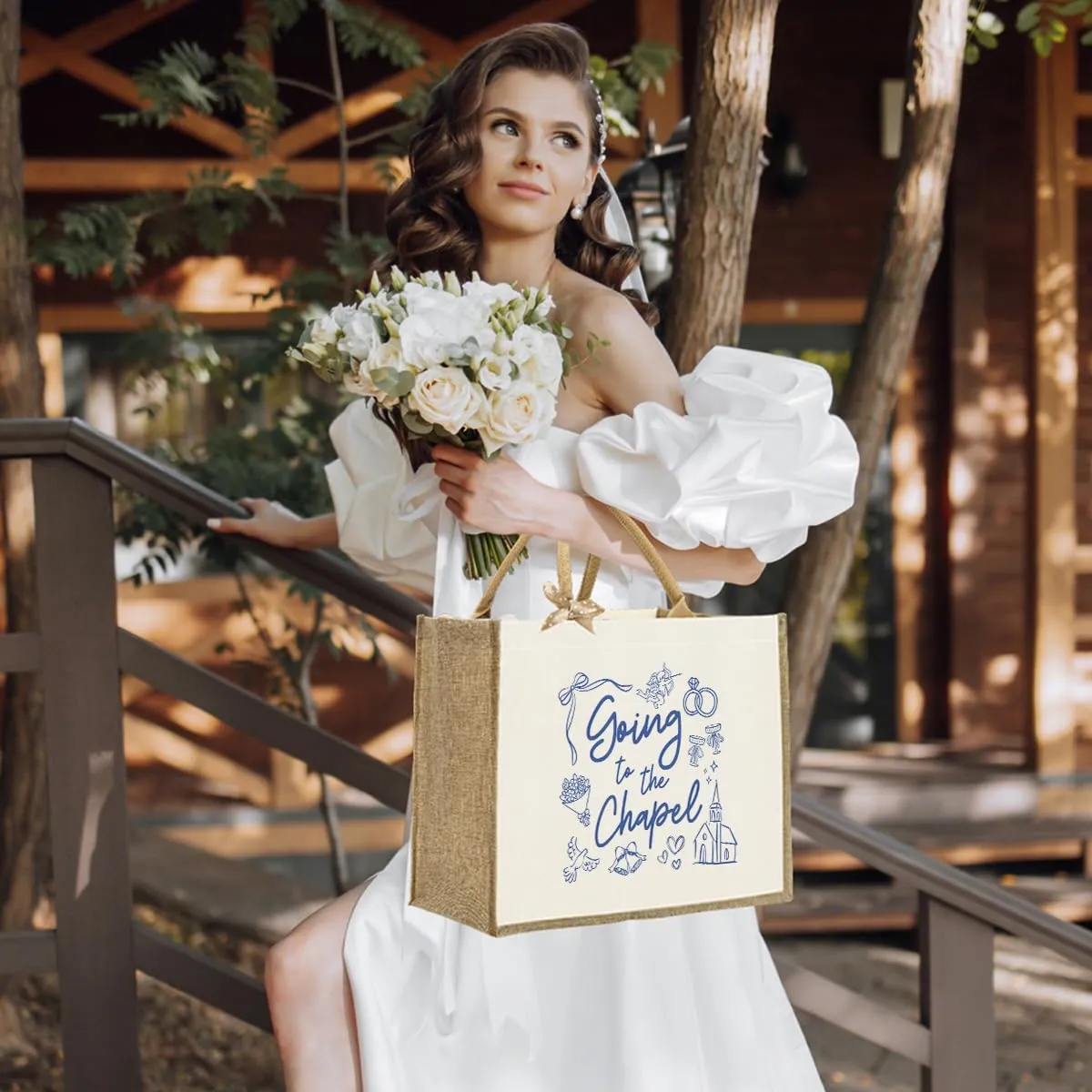 KongMoTree Bride Bag, Bride Gifts, Bridal Shower Gifts, Canvas Tote Bag, Wedding Honeymoon Gift Reusable Shoulder Bags