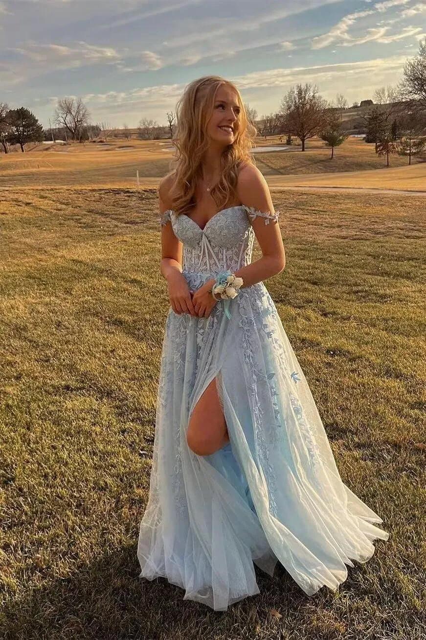 Lace Applique Tulle Corset Prom Dresses 2025 Long Ball Gowns for Women Formal Spaghetti Straps Split Wedding Dresses