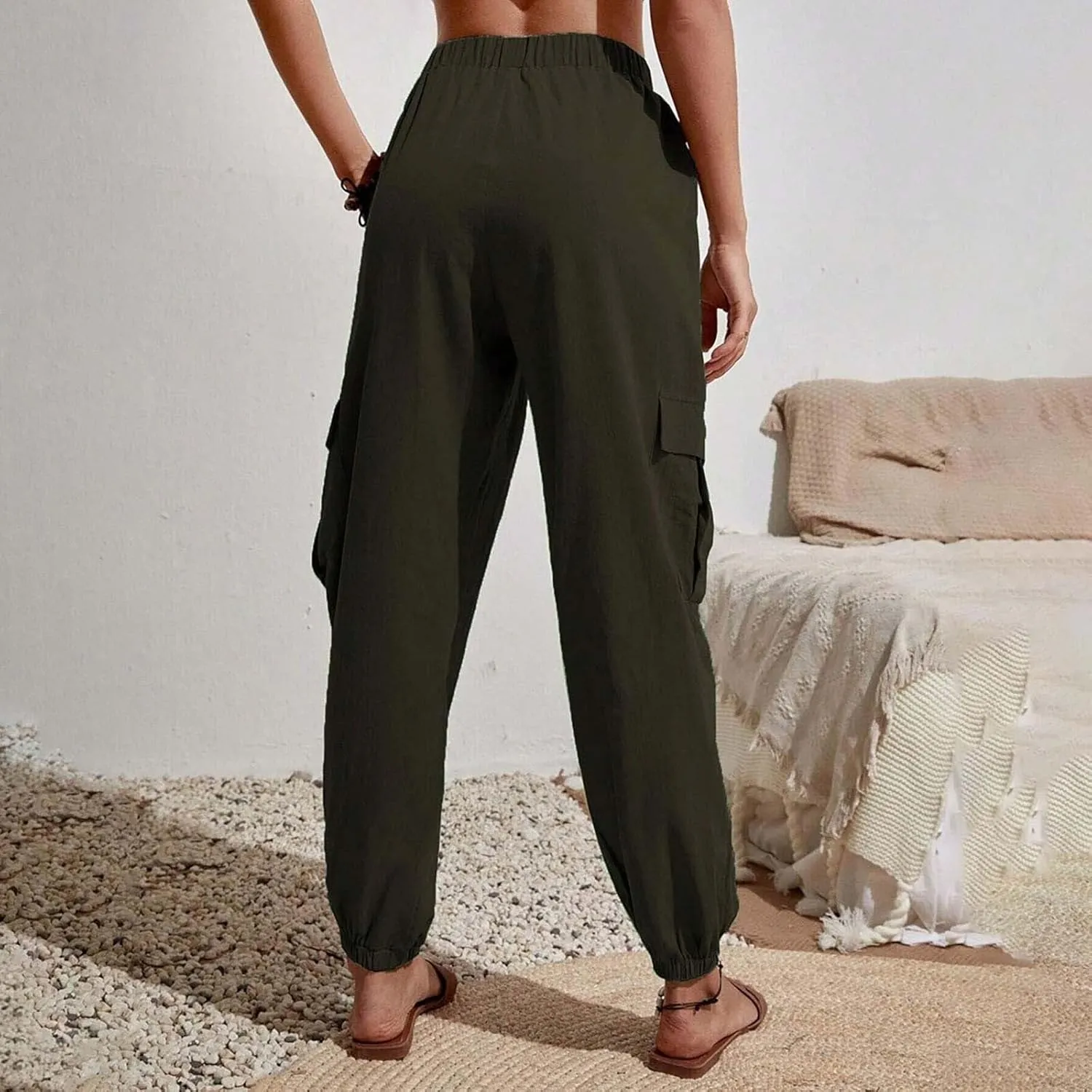 Lightweight Cargo Pants Pocket Belt Casual Jeans Womens High Waist Pants Y2K Pants Corduroy Pants