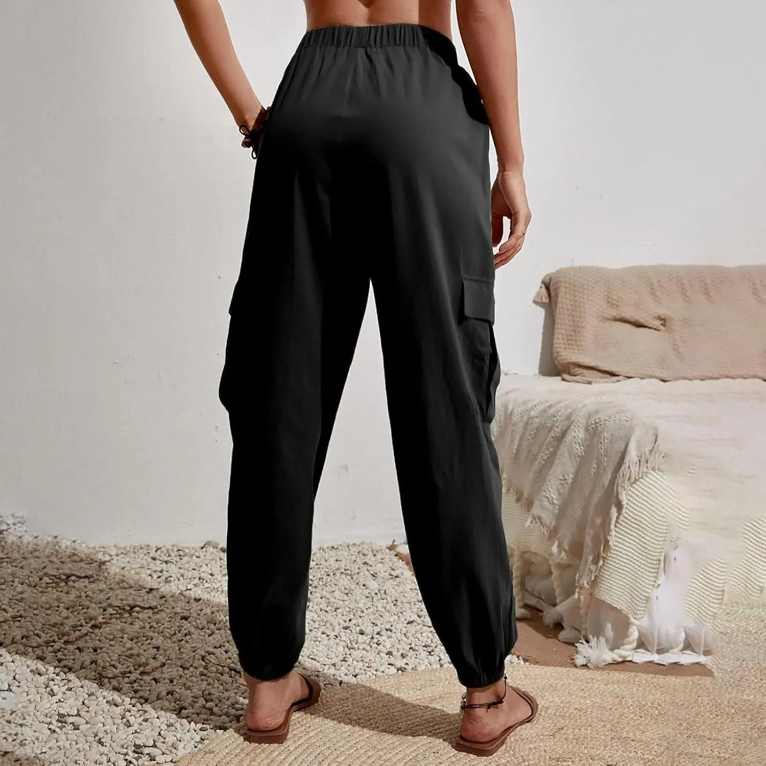 Lightweight Cargo Pants Pocket Belt Casual Jeans Womens High Waist Pants Y2K Pants Corduroy Pants