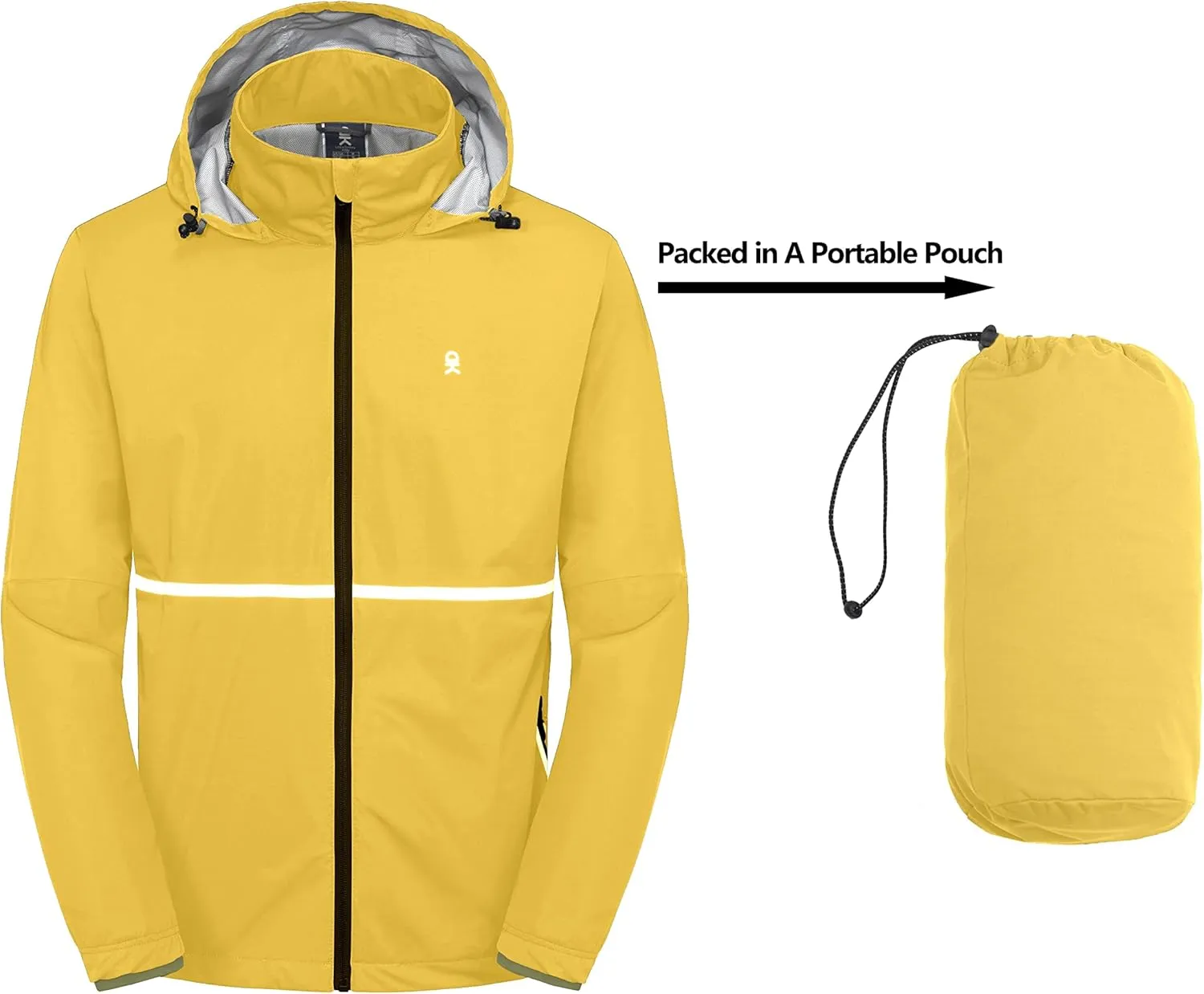 Little Donkey Andy Men's Packable Rain Running Jackets Cycling WindBreakers Lightweight Reflective Windproof