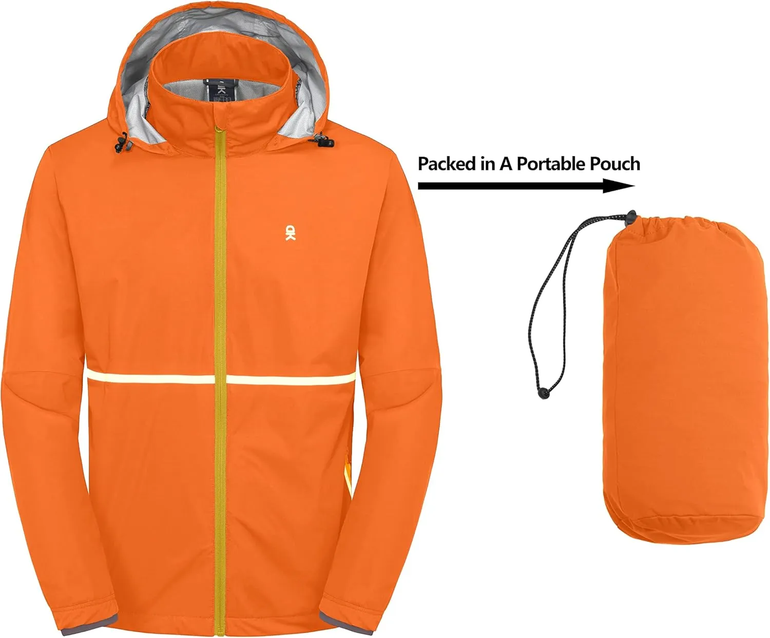 Little Donkey Andy Men's Packable Rain Running Jackets Cycling WindBreakers Lightweight Reflective Windproof