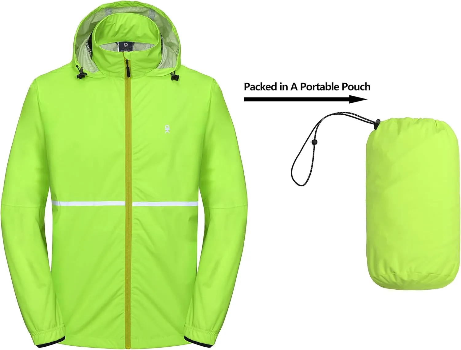 Little Donkey Andy Men's Packable Rain Running Jackets Cycling WindBreakers Lightweight Reflective Windproof