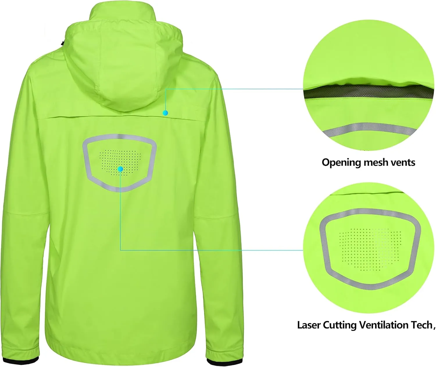 Little Donkey Andy Men's Packable Rain Running Jackets Cycling WindBreakers Lightweight Reflective Windproof