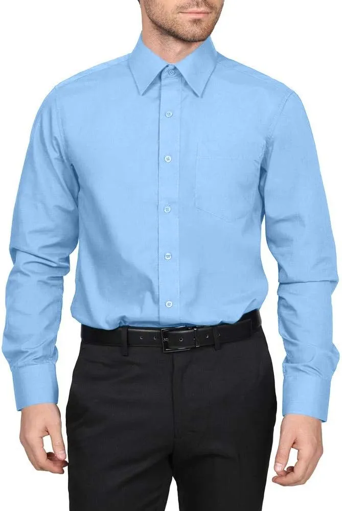 Luxe Theory 2 Pack Men's Berlioni Regular Fit Long Sleeve Cotton Button Up Solid Dress Shirt