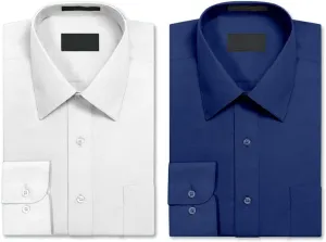 Luxe Theory 2 Pack Men's Berlioni Regular Fit Long Sleeve Cotton Button Up Solid Dress Shirt