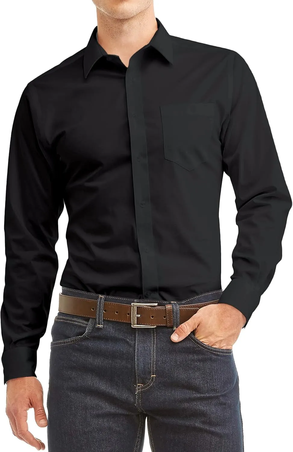 Luxe Theory 2 Pack Men's Berlioni Regular Fit Long Sleeve Cotton Button Up Solid Dress Shirt