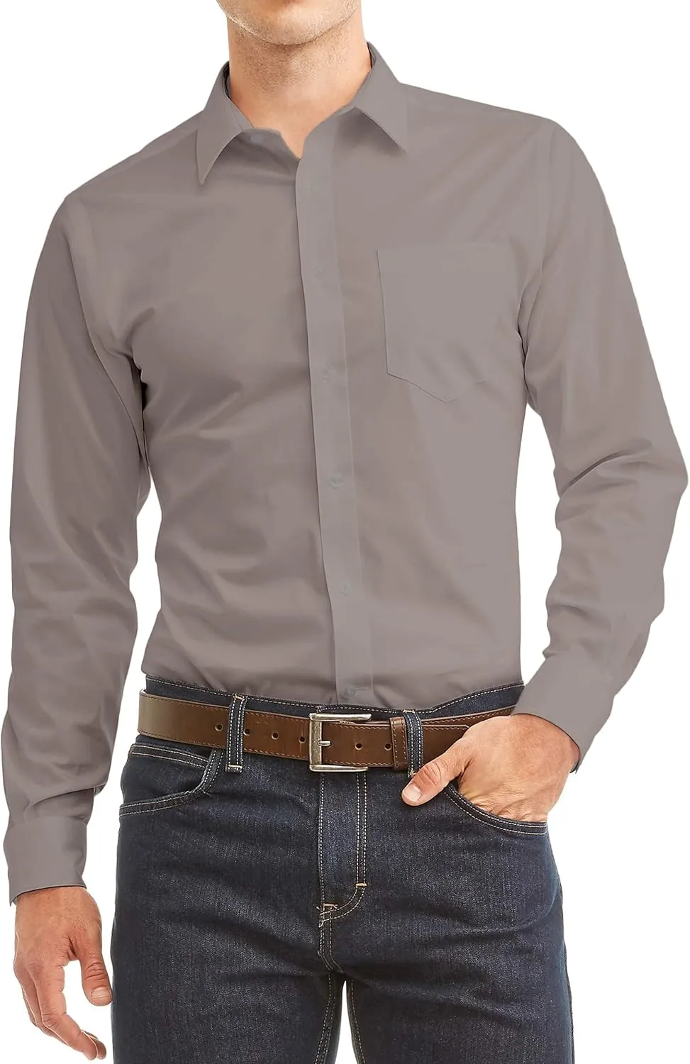 Luxe Theory 2 Pack Men's Berlioni Regular Fit Long Sleeve Cotton Button Up Solid Dress Shirt